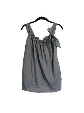 Loft Floral Embellished Bow Tank Blue Gray XS